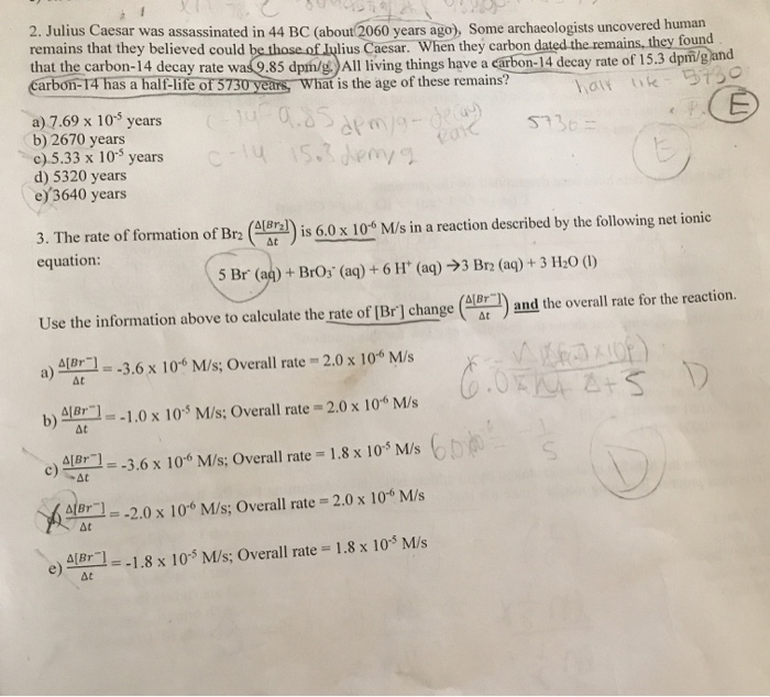 Solved SO 2. Julius Caesar was assassinated in 44 BC (about | Chegg.com