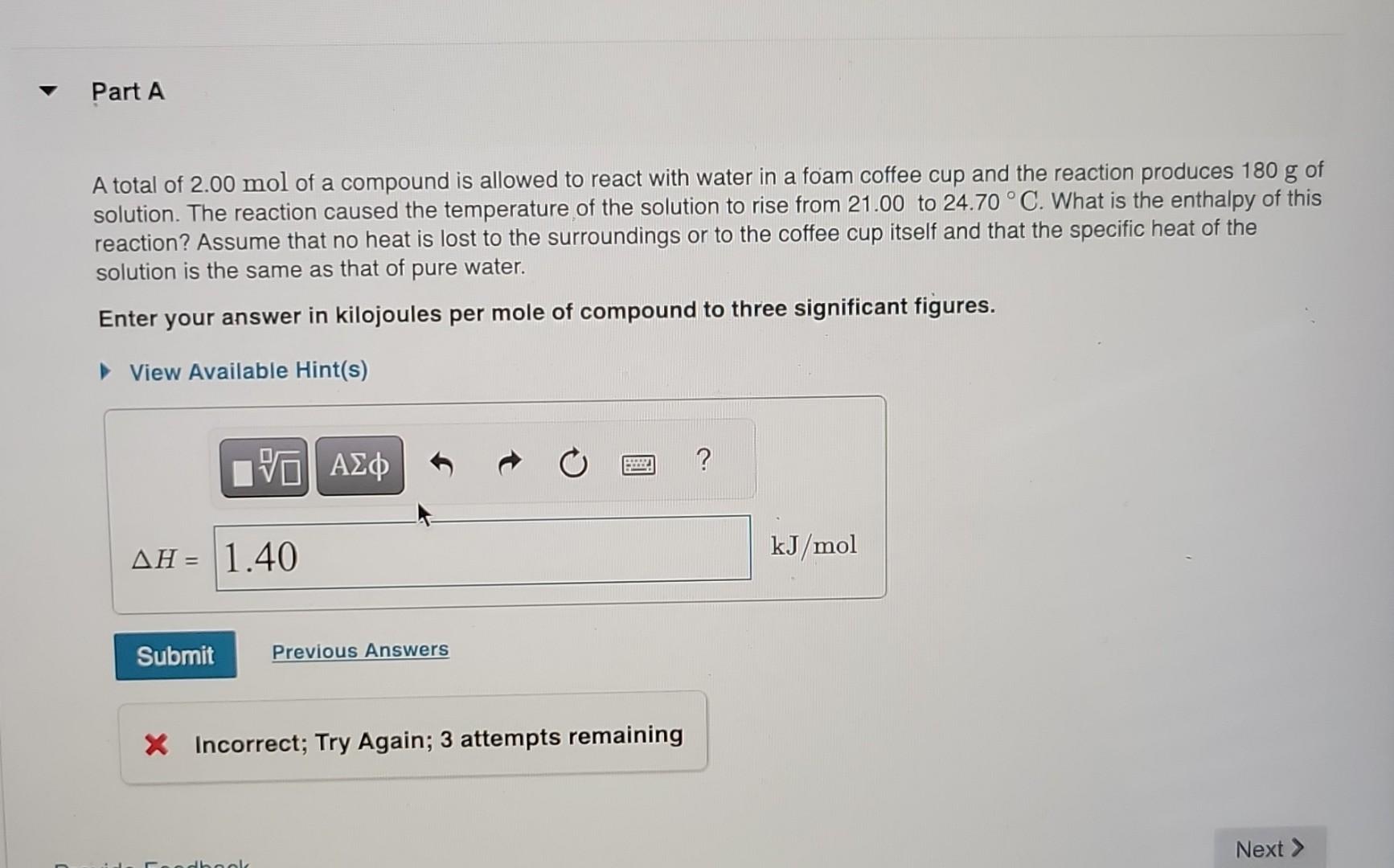 Solved Calorimetry is a method used to measure enthalpy, or