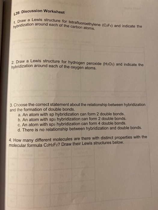 Solved G Discussion Worksheet 1 Draw A Lew W A Lewis St Chegg Com