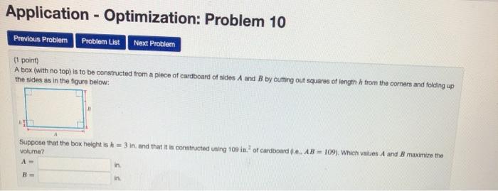 Solved Application - Optimization: Problem 4 Previous | Chegg.com