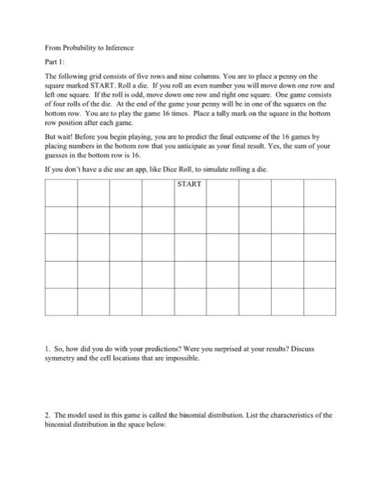 Solved From Probability to Inference Part 1 The following Chegg