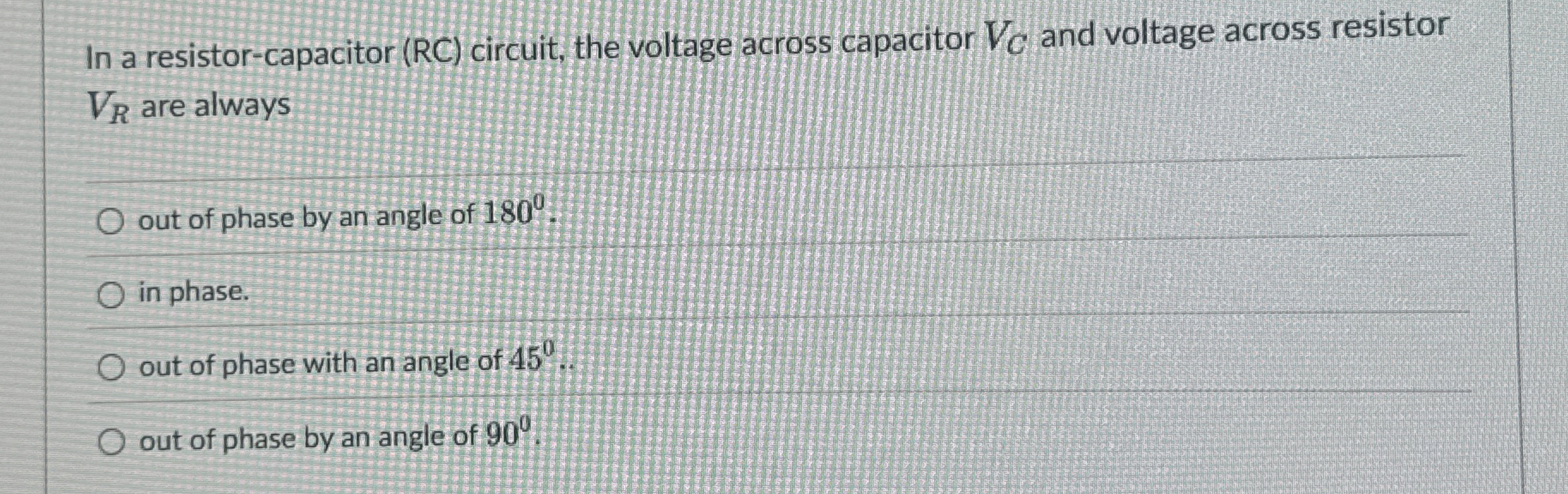 Solved In a resistorcapacitor (RC) ﻿circuit, the voltage