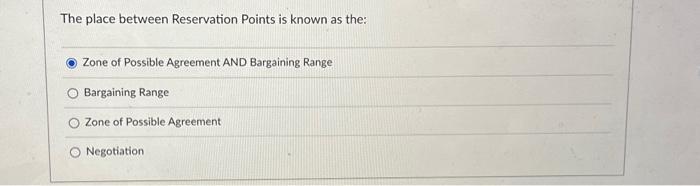 Solved The place between Reservation Points is known as the: | Chegg.com