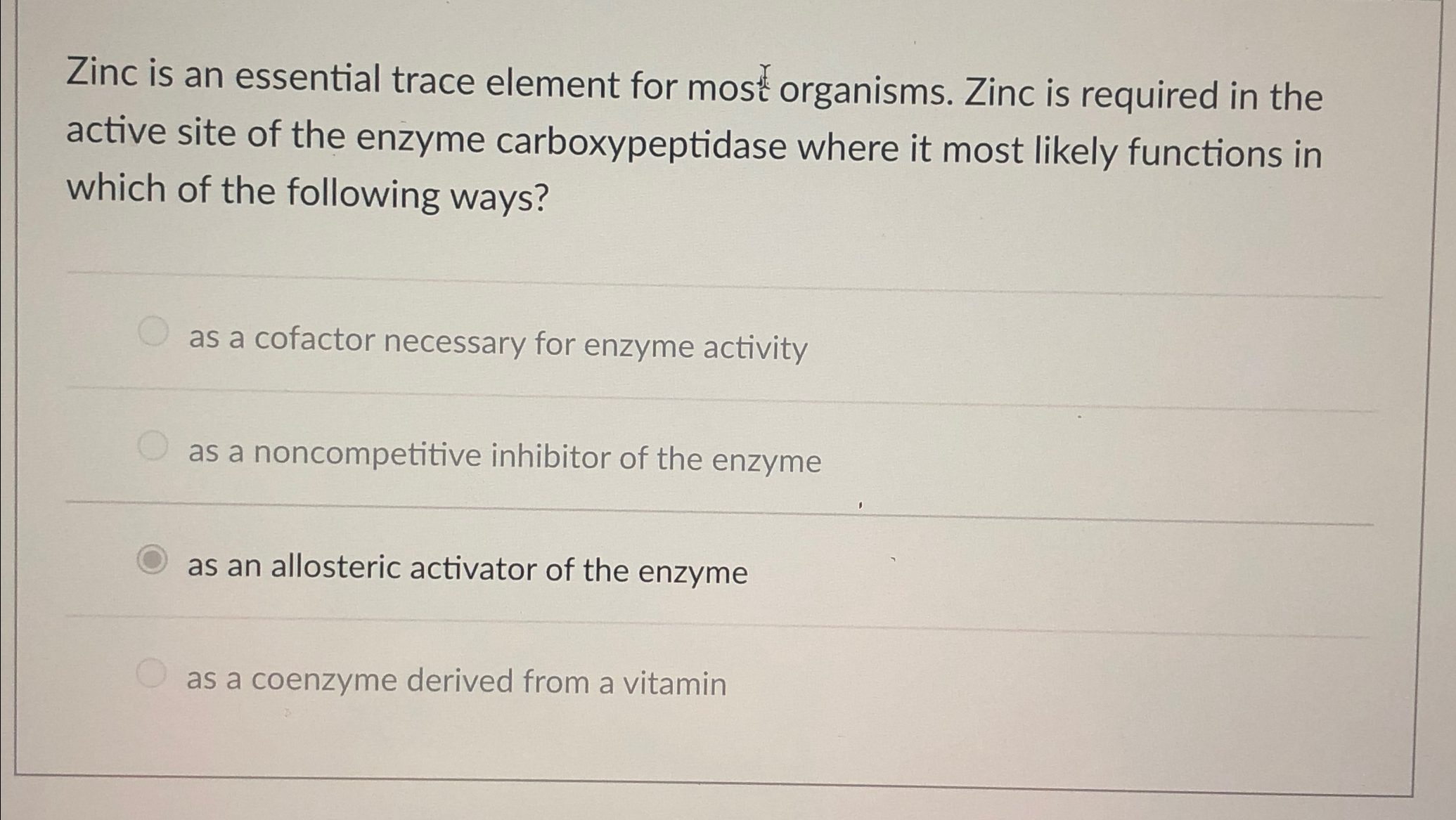 Solved Zinc is an essential trace element for most