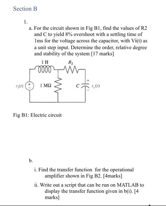 Solved Section B 1. a. For the circuit shown in Fig B1, find | Chegg.com