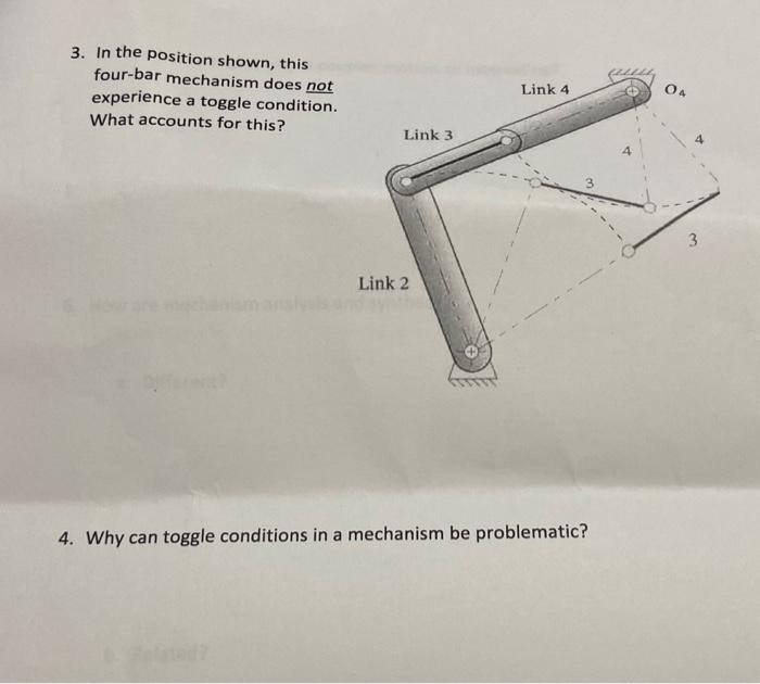 Solved 3. In the position shown, this four-bar mechanism | Chegg.com
