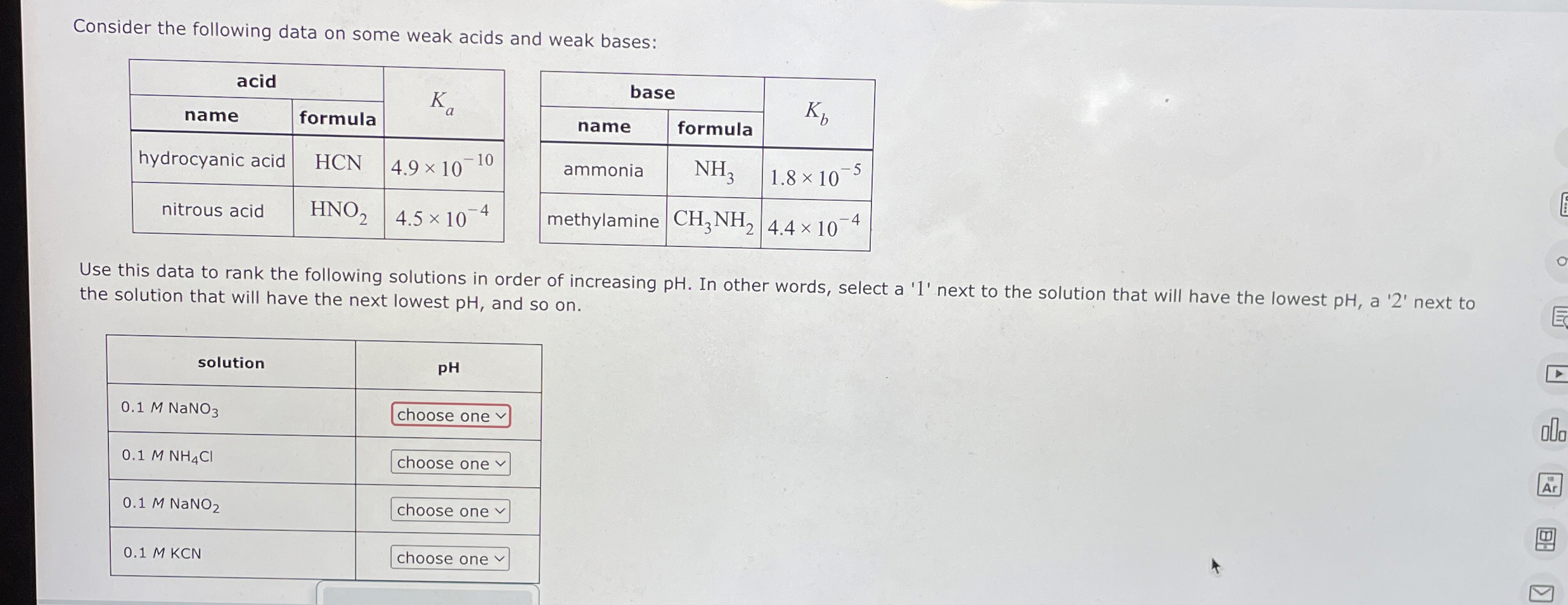 Solved Consider the following data on some weak acids and | Chegg.com