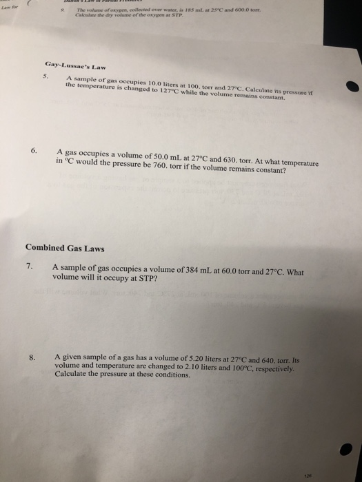 Solved The volume ofr oxygen, collected over water, is 185 | Chegg.com