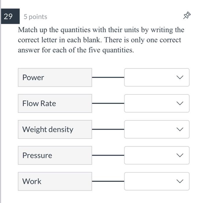 Solved 29 5 points Match up the quantities with their units | Chegg.com