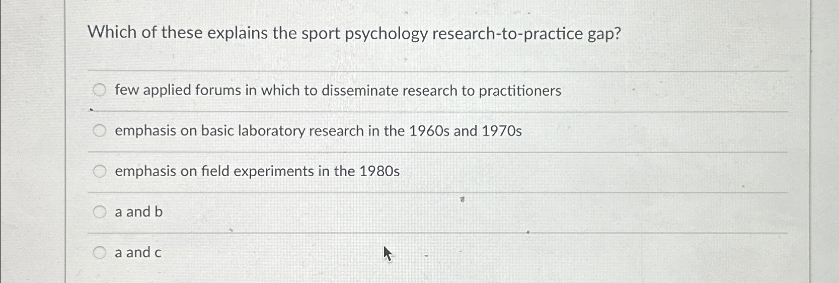 Solved Which of these explains the sport psychology