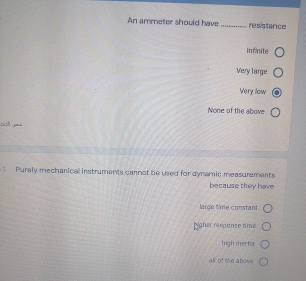 Solved An ammeter should have resistance Infinite O Very