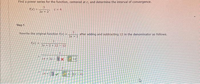 Solved f(x)=3x+23,c=4 Step1 Rewrite the original function | Chegg.com