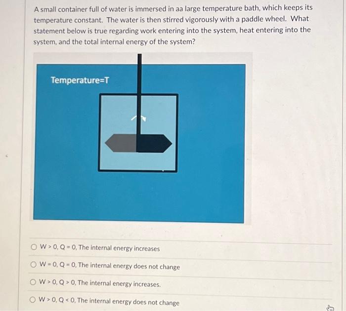 Solved A small container full of water is immersed in aa | Chegg.com