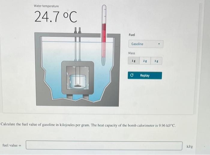 Calculate the fuel value of gasoline in kilojoules | Chegg.com