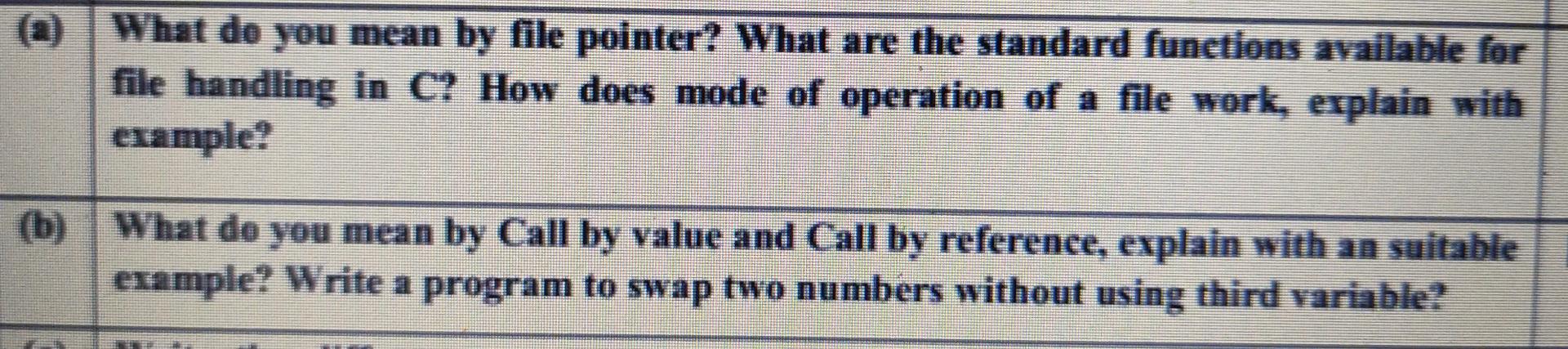 Solved What do you mean by file pointer? What are the | Chegg.com
