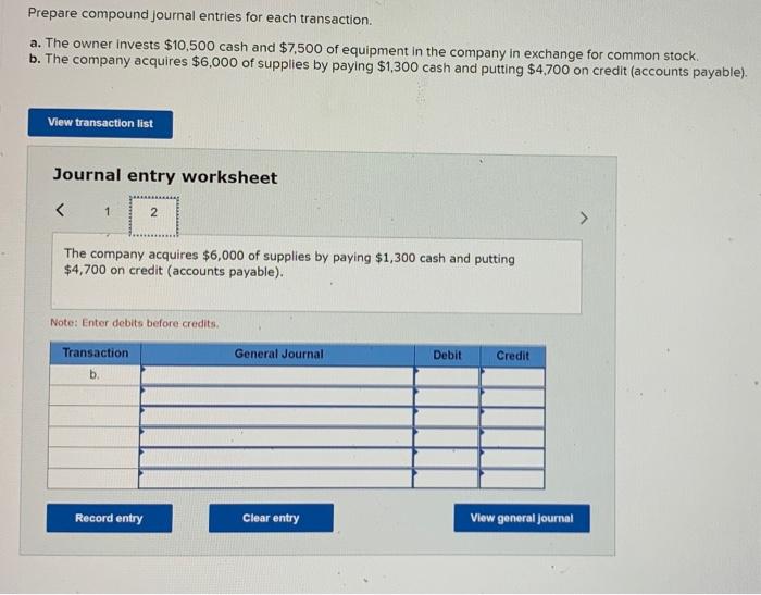 Solved Prepare compound journal entries for each | Chegg.com