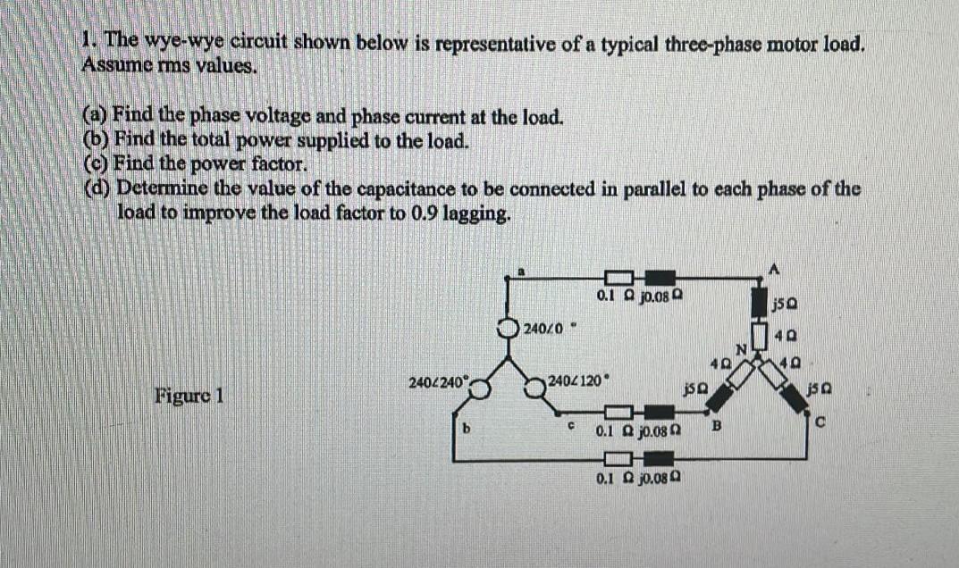 Solved 1. The wye-wye circuit shown below is representative | Chegg.com
