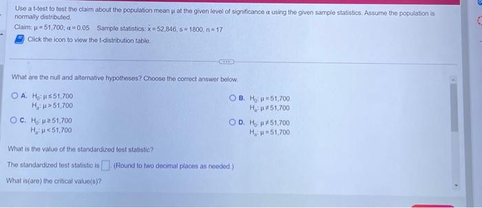 Solved Use a --test to test the claim about the population | Chegg.com