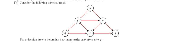 Solved IV) Consider the following directed graph. Use a | Chegg.com