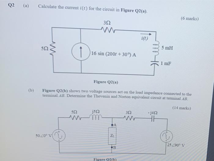 Solved Q2 (a) Calculate the current i(t) for the circuit in | Chegg.com
