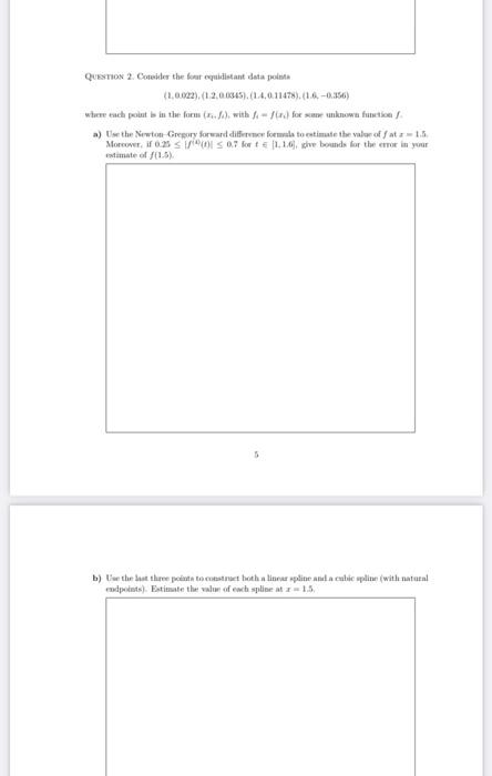 Solved Question 2 Consider The Four Equidistant Data Pointa