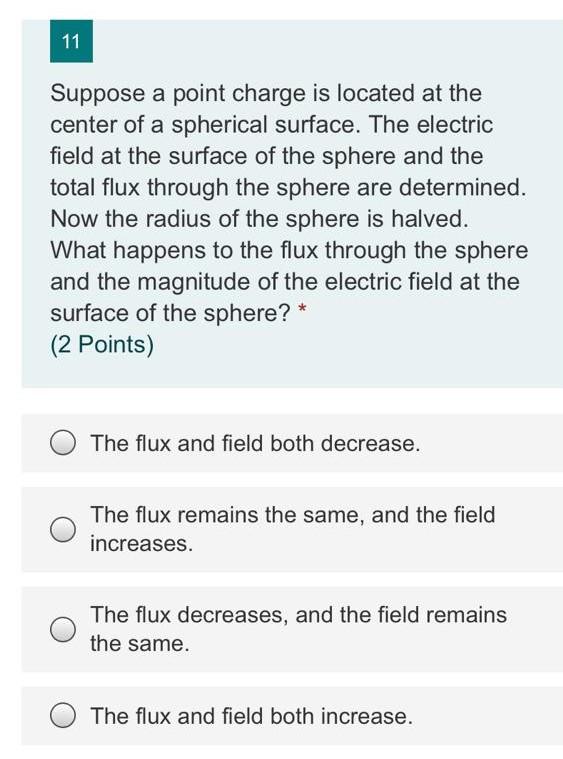 Solved 11 Suppose a point charge is located at the center of | Chegg.com