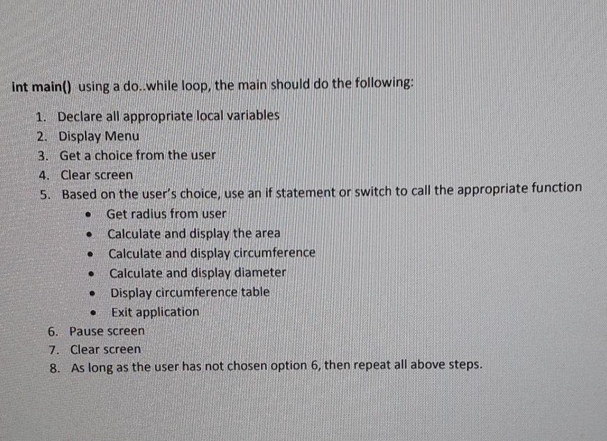 Solved Create a menu-driven application that takes the | Chegg.com