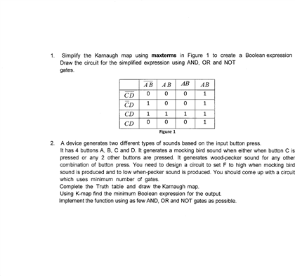 Solved Simplify the Karnaugh map using maxterms in Figure 1 | Chegg.com