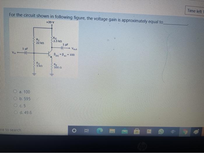 Solved Time left For the circuit shown in following figure, | Chegg.com