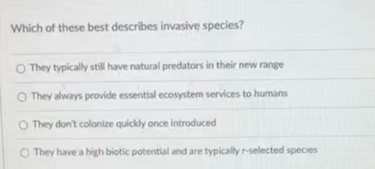 Solved Which of these best describes invasive species?They