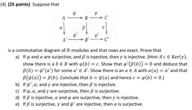 Solved (4) (25 points) Suppose that is a commutative diagram | Chegg.com