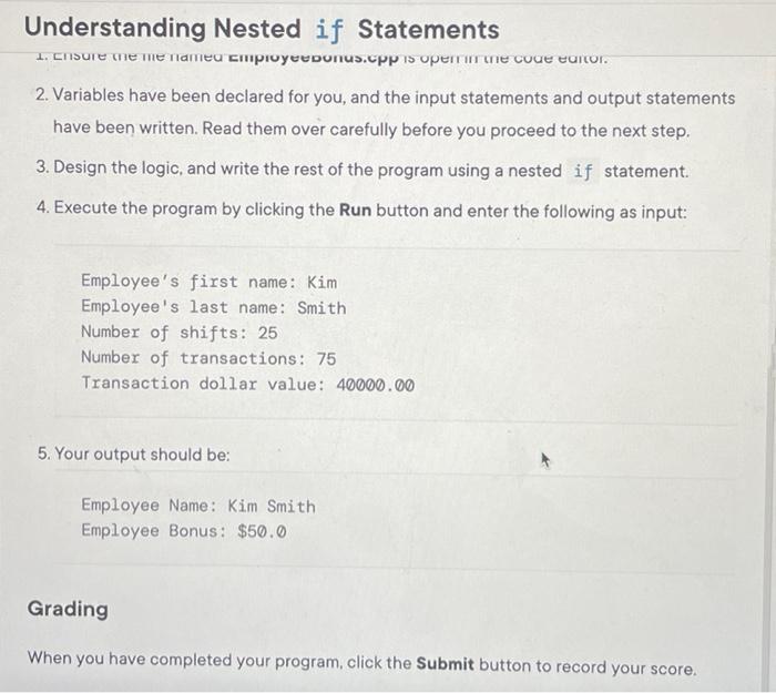Solved Understanding Nested if Statements Summary In this | Chegg.com