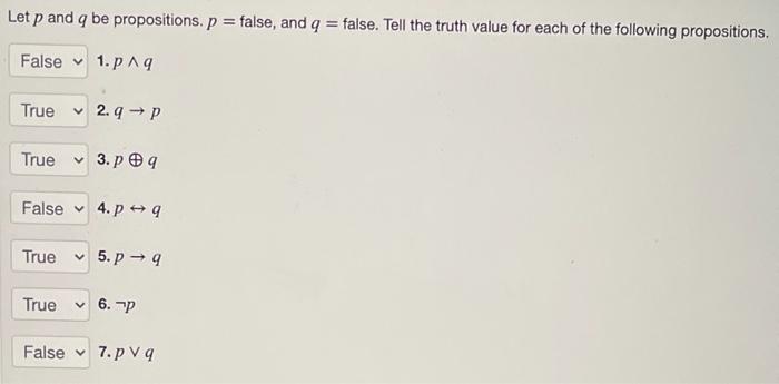 Solved Let P And Q Be Propositions. P = False, And Q = | Chegg.com