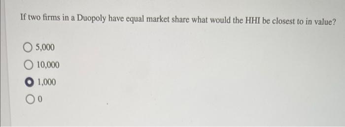 Solved If Two Firms In A Duopoly Have Equal Market Share | Chegg.com