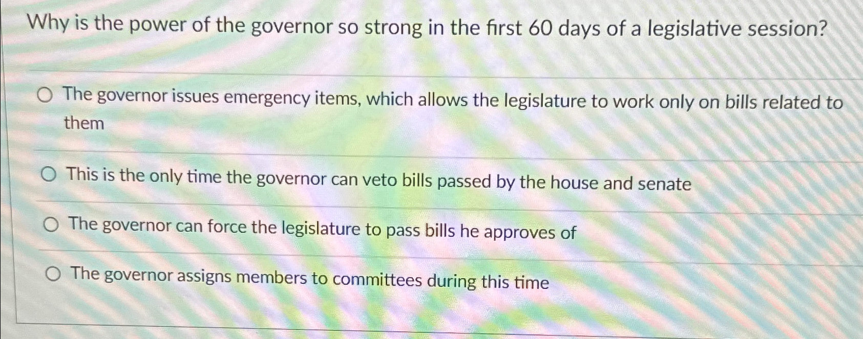 Solved Why is the power of the governor so strong in the | Chegg.com