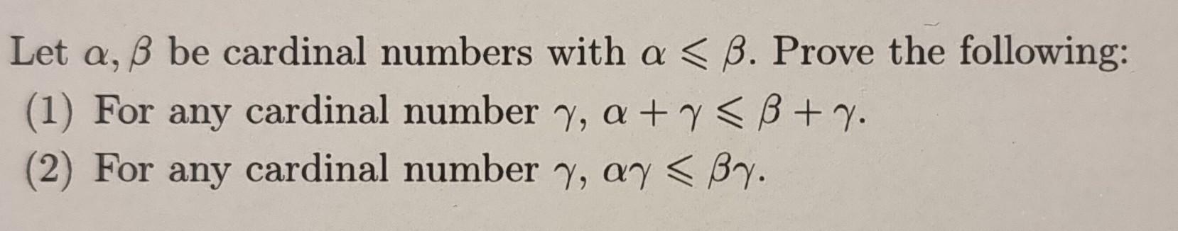 Solved Let a, ß be cardinal numbers with a