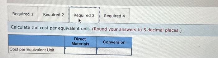 Solved Calculate the cost per equivalent unit. (Round | Chegg.com