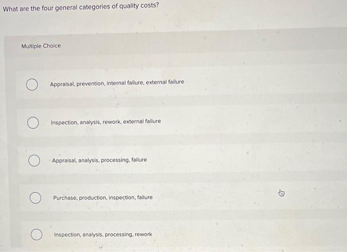 Solved What are the four general categories of quality