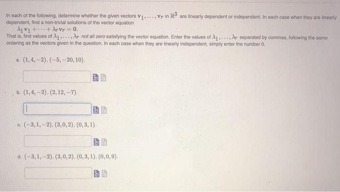 Solved In each of the following, determine whether the given | Chegg.com