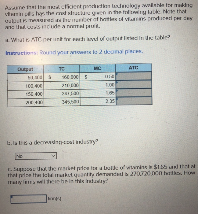 Solved Assume that the most efficient production technology | Chegg.com