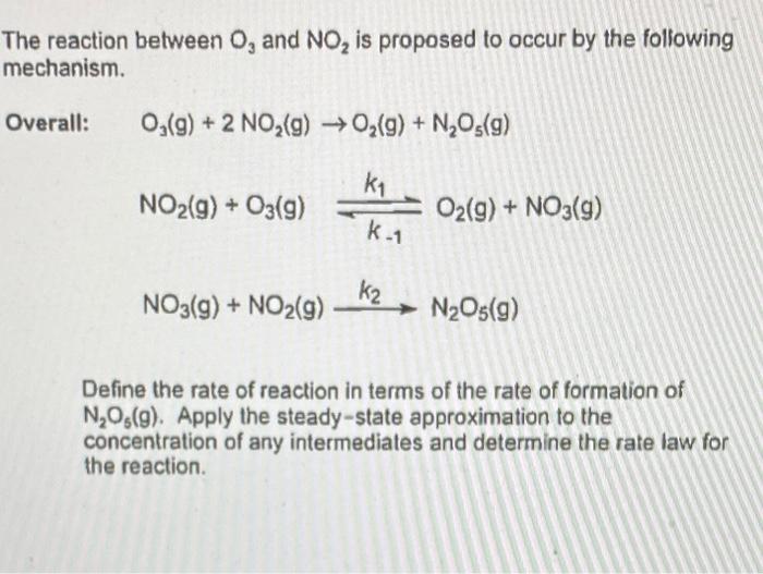 Solved The reaction between O, and NO2 is proposed to occur | Chegg.com