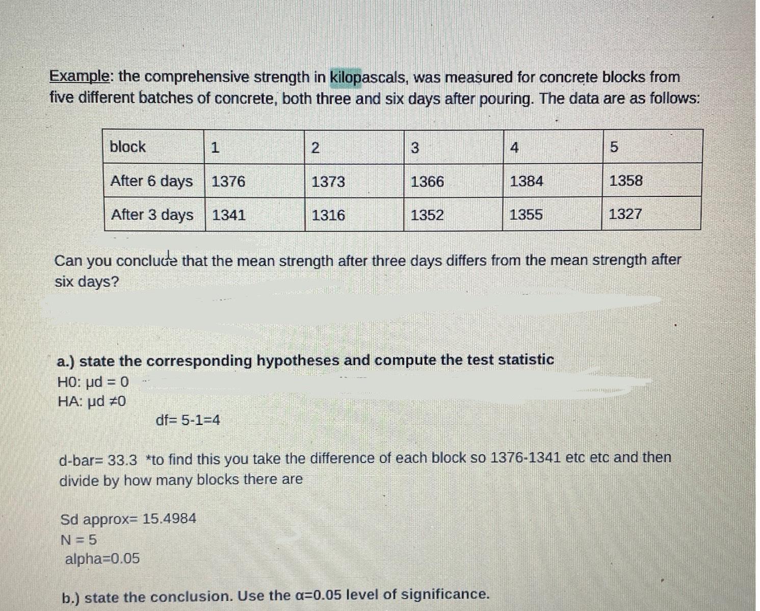 Solved Example: the comprehensive strength in kilopascals, | Chegg.com
