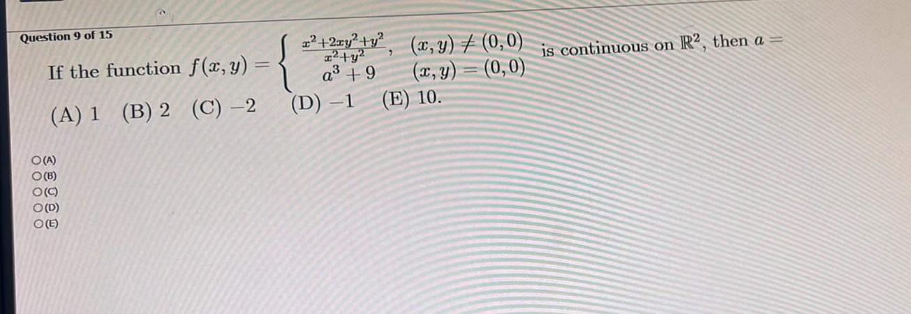 Solved Question 9 Of 15 (A) 1 (B) 2 (C) −2 (D) −1 (E) 10. | Chegg.com