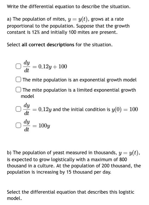 Solved Write The Differential Equation To Describe The | Chegg.com