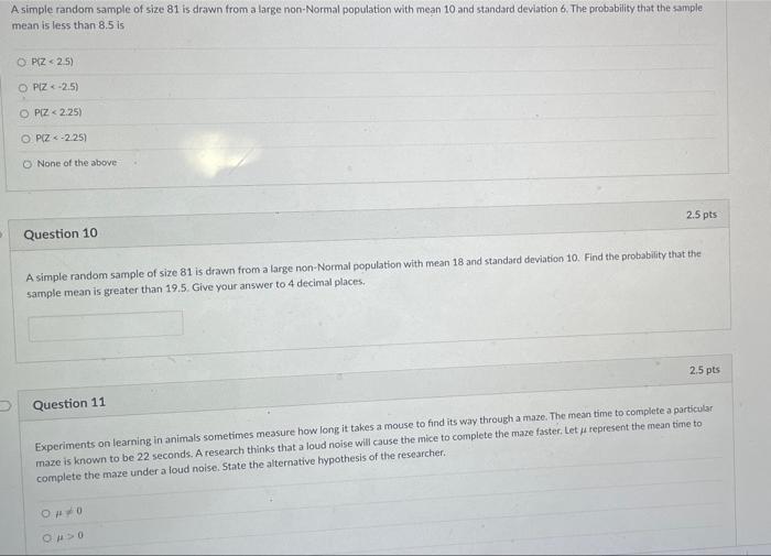 Solved A simple random sample of size 81 is drawn from a | Chegg.com