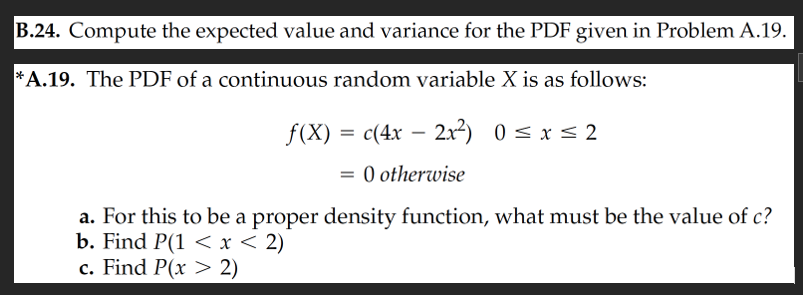 Solved B.24. ﻿Compute the expected value and variance for | Chegg.com