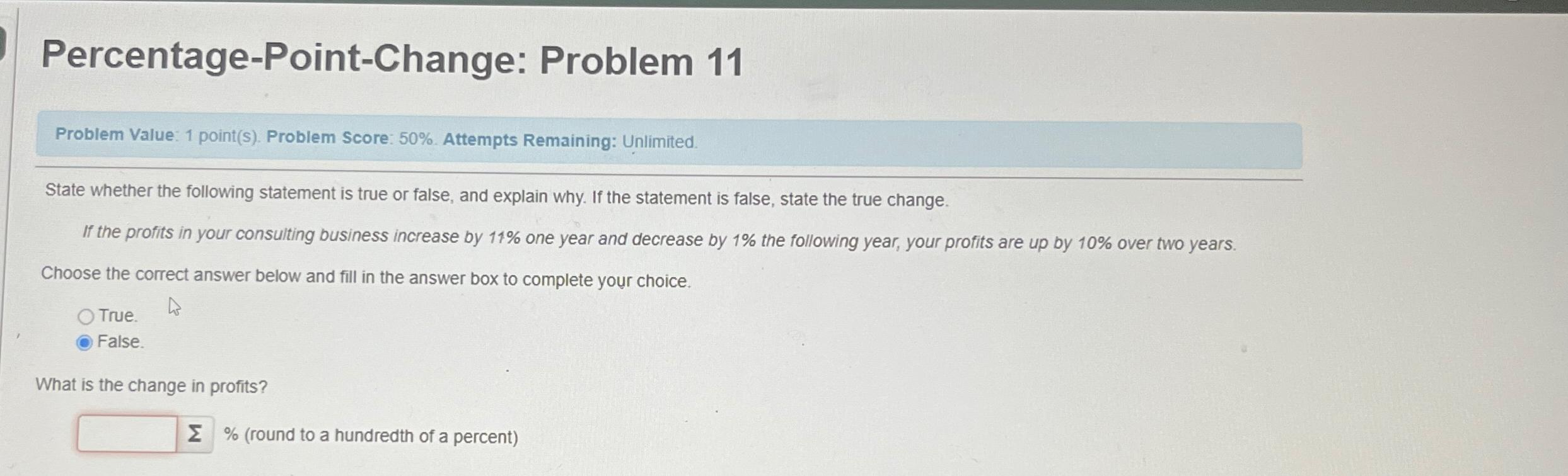 Solved Percentage-Point-Change: Problem 11Problem Value: 1 | Chegg.com