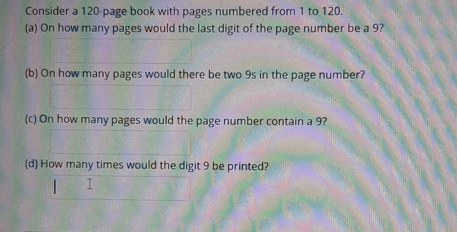 Solved Consider a 120-page book with pages numbered from 1 | Chegg.com