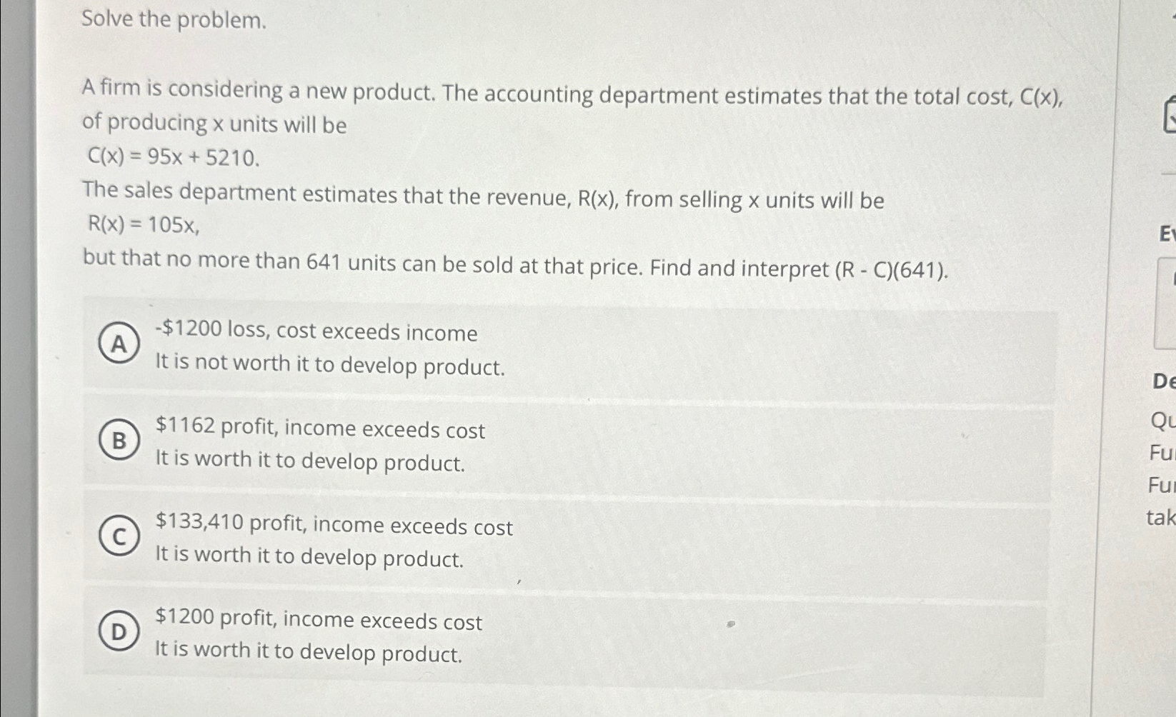Solved Solve the problem.A firm is considering a new | Chegg.com
