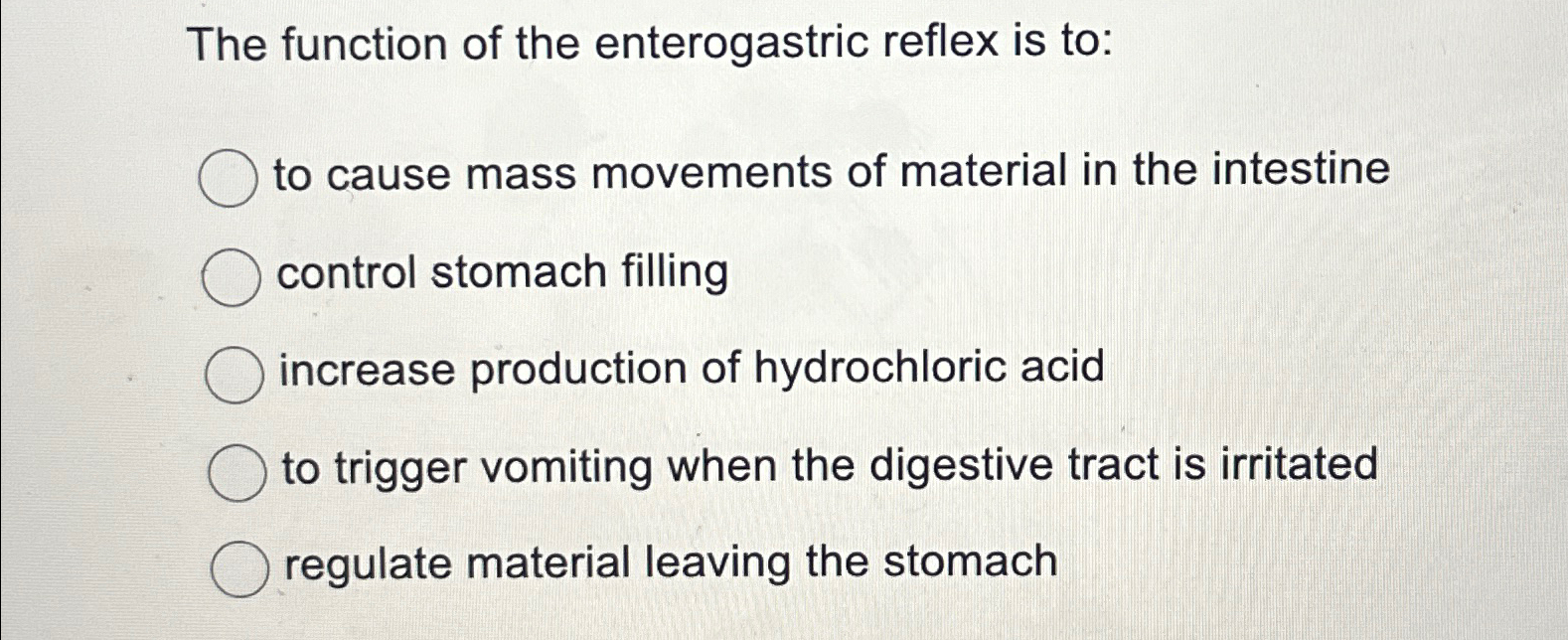 Solved The function of the enterogastric reflex is to:to | Chegg.com